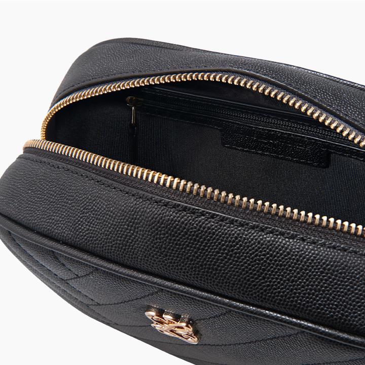 Mini Bold & Golden Logo Quilted Camera bag - Black