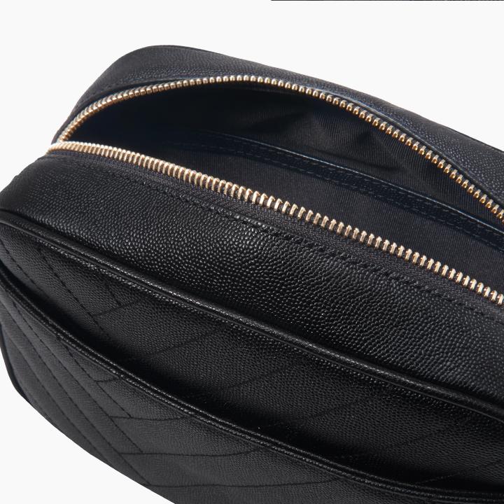 Mini Bold & Golden Logo Quilted Camera bag - Black