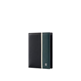 Stripe point slim Leather Bifold Medium Wallet - Green
