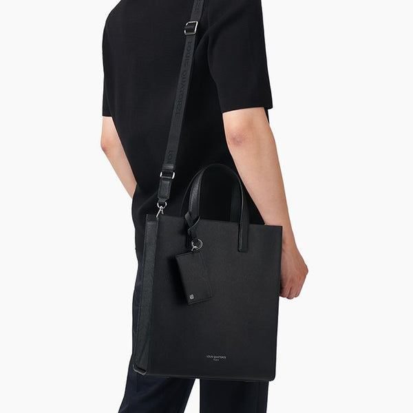 Formal Crossgrained Leather Tote bag with Cardholder